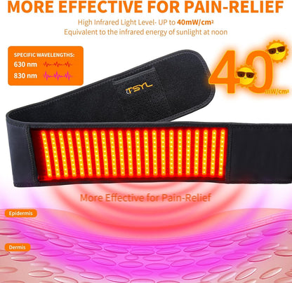 Infrared Red Light Therapy Belt for Body Pain Relief, 460 Leds LCD Controller Rechargeable, High Intensity Infrared Light Therapy for Back Lumbar Shoulder Waist Neck Use at Home Travel Office