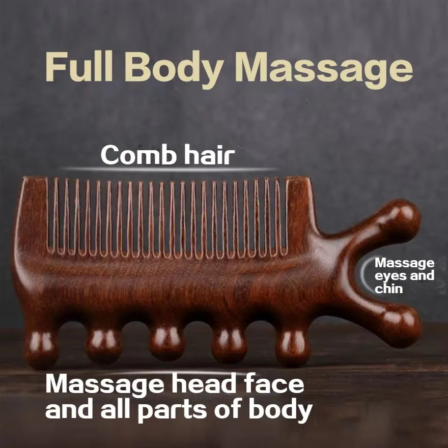 Multifunctional Meridian Massage Comb Head Meridian Massage Comb Antistatic Comb Wide-Tooth Sandalwood Comb Massage Head Massage