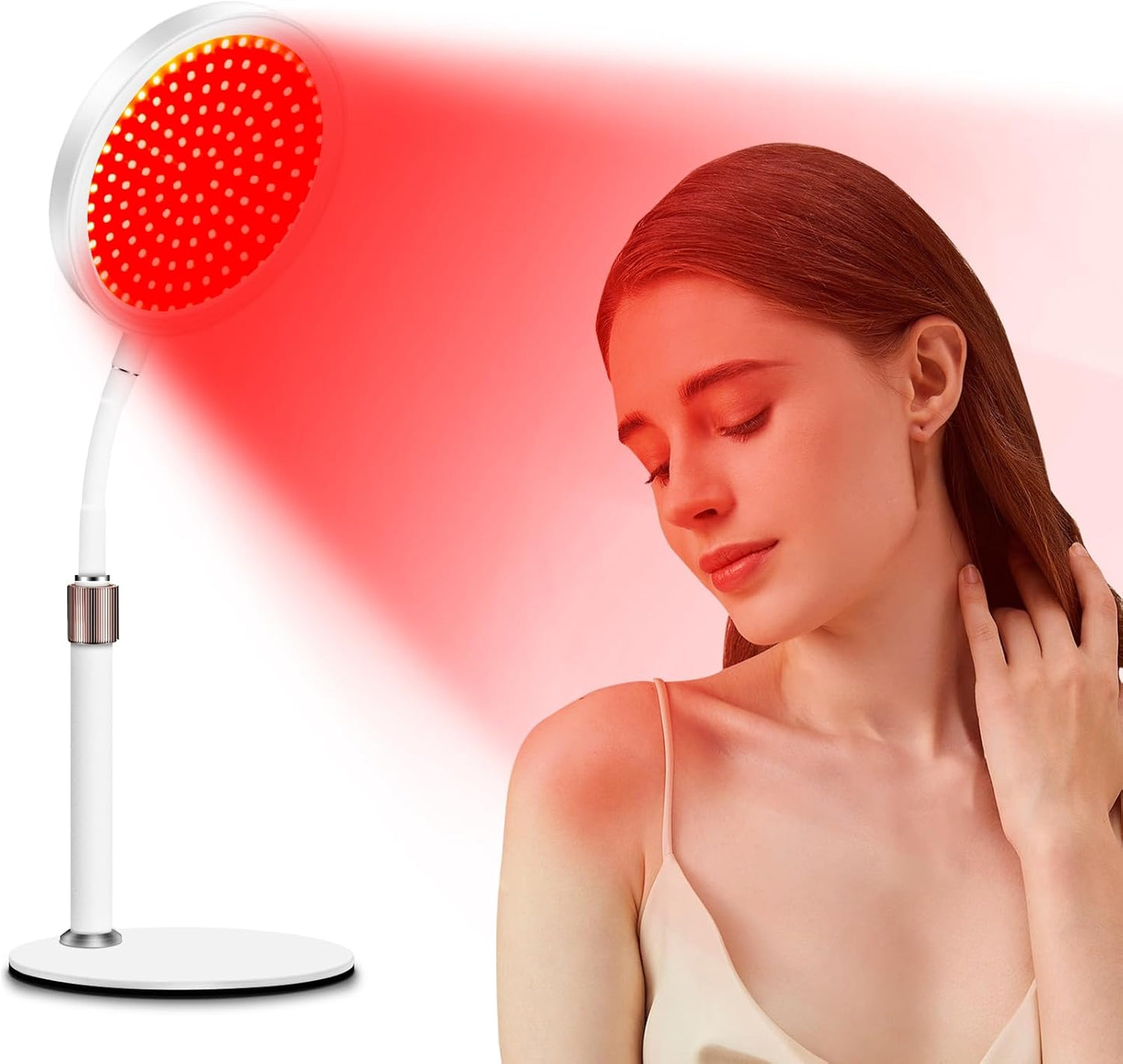 Red Light Therapy Device with Base, 660Nm Red Light & 850Nm &940Nm near Infrared Light Therapy Lamp with Timer, Red Light Lamp for Body at Home