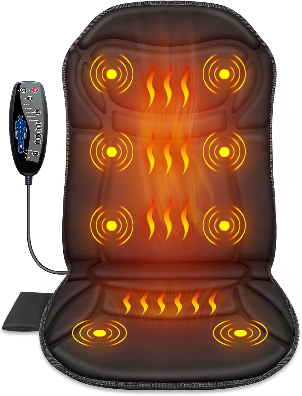 Back Massager Chair Pad,Massage Seat Cushion, Back Massager with Heat, 4 Vibration Intensities & 2 Heat Levels,Electric Back Massager Pain Relief,Body Massager,Gifts for Men,Women