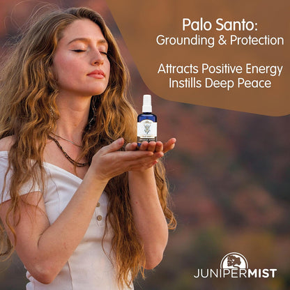 Palo Santo and Sage Smudge Spray (4 Fl Oz) - for Cleansing Negative Energy - Sage Spray Alternative to Smudge Sticks - Sustainably Made in USA with Pure Essential Oils and Real Crystals