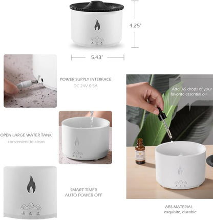 300Ml Ultrasonic Volcano Flame Humidifier Original Flame Diffuser Volcano Lamp Aroma Diffuser for Essential Oils Diffusers, Small Fireplace Humidifier Fire Oil Diffuse for Home Large Room Kids Bedroom